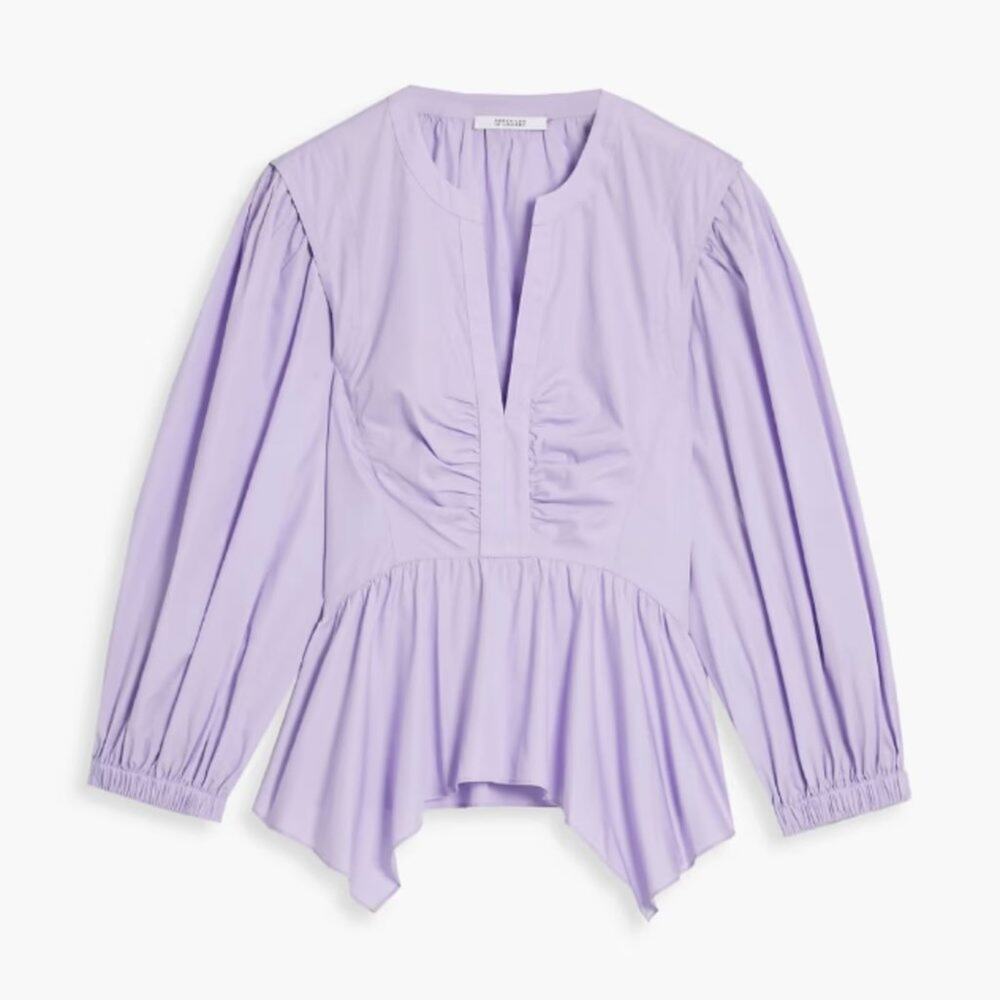 Derek Lam 10 Crosby Everly Lilac Peplum Top Size 0 NWT